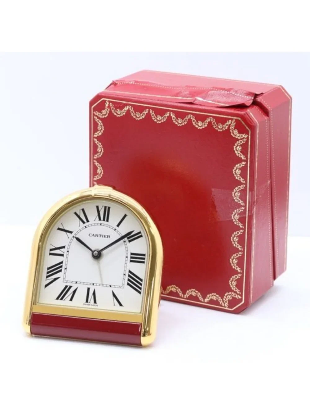 Cartier Calandre Quartz with Alarm White Dial Table Clock